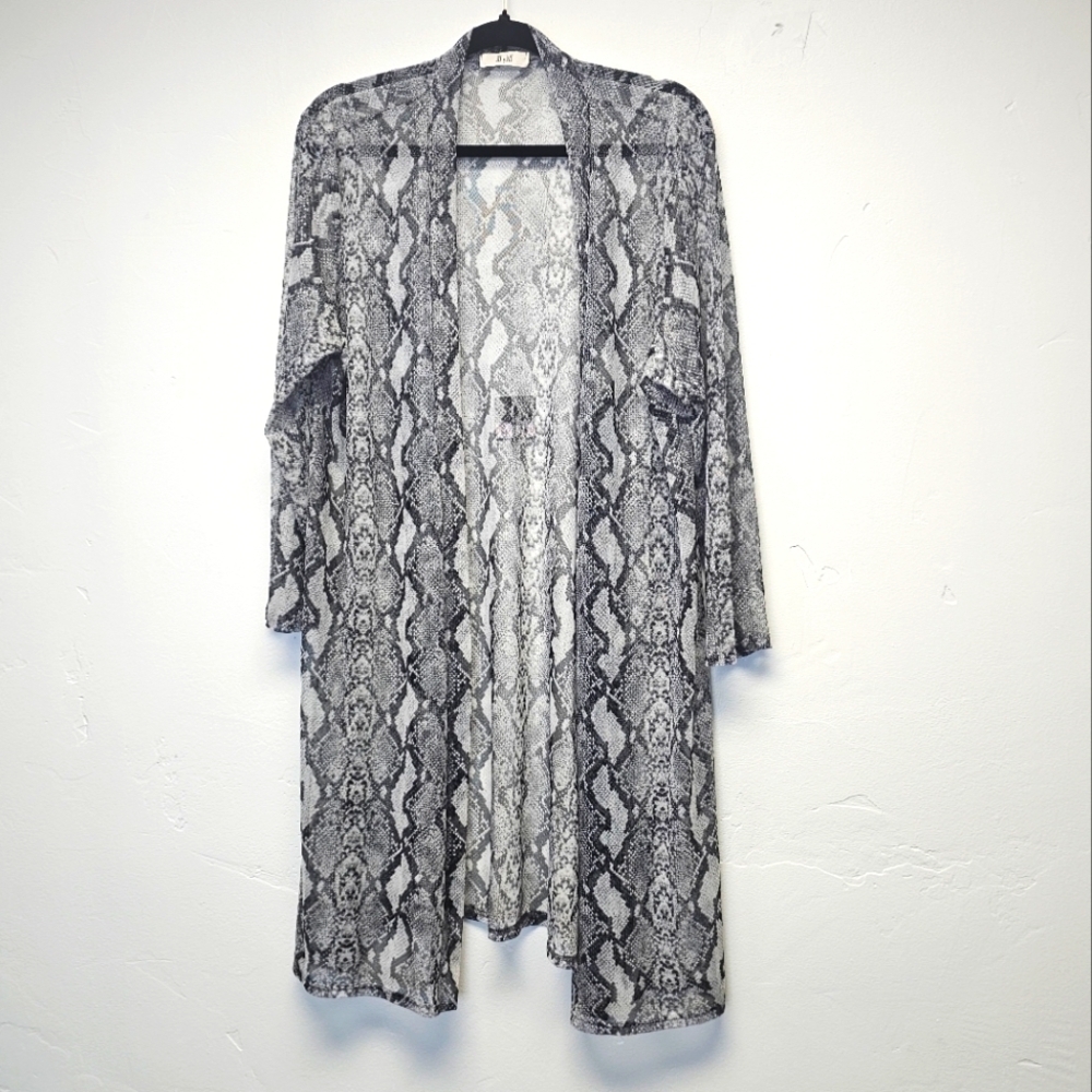Jade By Jane Sheer Snakeskin Print Open Lightweight Women's Summer Cardigan OS